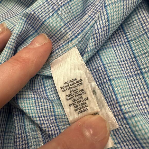 Bonobos Blue Mens 16.5 35 Tailored Slim Fit Wrinkle Free Button Up Dress Shirt - Picture 5 of 10